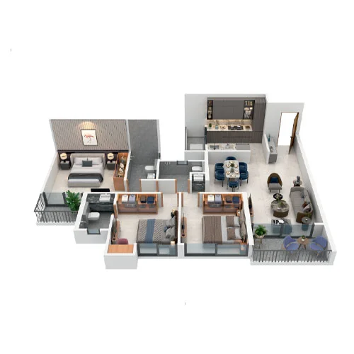 Palladio LaViento Sus-Baner 3 BHK Floor Plan Image